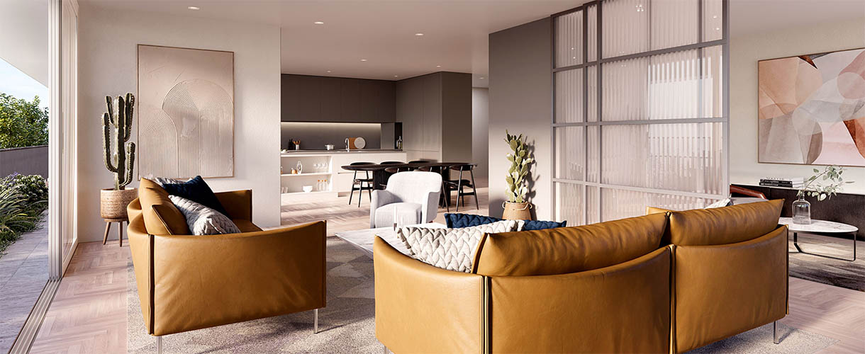 Exceptional interior design by PopovBass for 3 bedroom apartments in Newport Beach